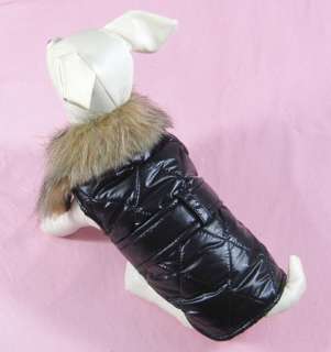  New Handsome Black Warm Vest Clothes For Small Dog DPQV 