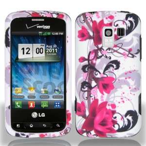 White Purple Flower HARD Protector Case Phone Cover Verizon LG 