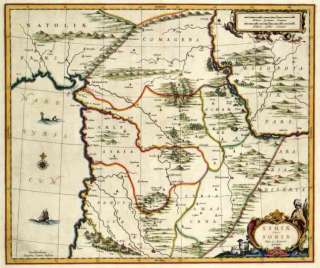 1658 map of Syria cartouche old antique Janssonius 150  
