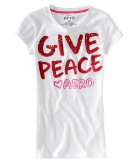 aeropostale womens give peace graphic t shirt  