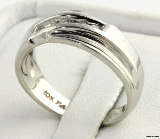   Genuine Round Diamond Mens Wedding Band   10k White Gold Fashion Ring