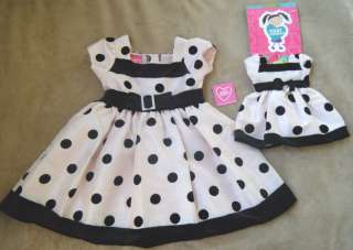   DRESS 3T WHAT A DOLL HOLIDAY BOUTIQUE PINK BLACK POLKA DOTS NEW W TAGS