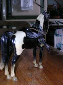   WESTERN PONY #41 with Old Snap Cinch black SADDLE Pinto Toy 1956   76
