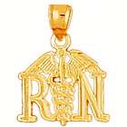 RN REGISTERED NURSE charm 14K YELLOW GOLD