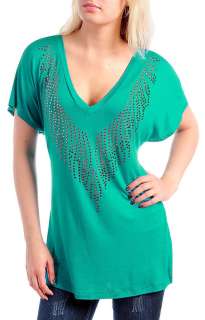   Caribbean Blue(Green Blue) Stretch Blouse with Studs 3X(22/24)  