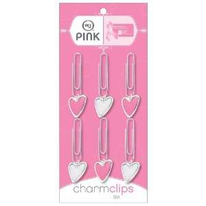  ACCO Charm Clips with Heart Charms, Jumbo Size, 6 Clips 