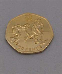 24K Gold Plated 50p Olympic Coin Hockey FREE P&P  