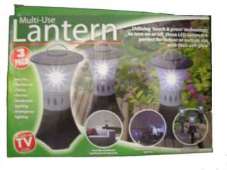 MULTI USE 3 PACK GARDEN LANTERN LED LAMPS TOUCH ON OFF  