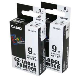 Casio 9mm Black on White E Z Label Tape XR 9WE1 Q4EA#  