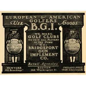  1900 Ad Bridgeport Gun Implement B. G. I. Golf Clubs 