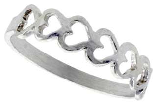 Sterling silver Heart Link Diamond Cut Ladies Ring Band  