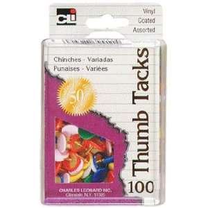  Charles Leonard Thumb Tacks Asst 100 Pk Box 79911 Pack Of 