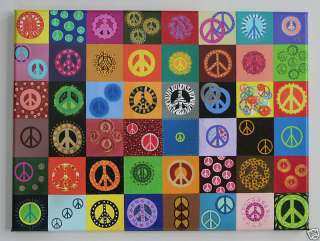 Peace Sign Print Wall Art Painting Retro Fun Colorful  