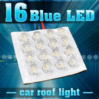 16 LED Blue Car Dome Light Roof Mount Lamp + Adapter  