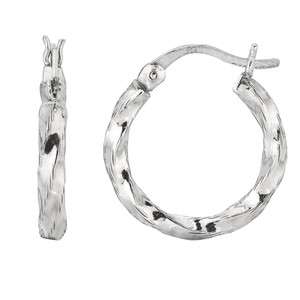Twisted Shiny Hoop Earrings 925 Sterling Silver  