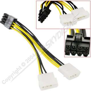 Pin PCI E to 2x 4 Pin Molex VGA Power Cable Adapter  