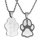 Engraved Stainless Steel Paw Print Pendant   Cat or Dog 