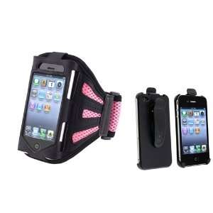  + Deluxe ArmBand Black Light Pink Compatible With Apple® iPhone® 4 