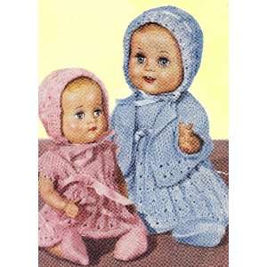 Vintage Knitting PATTERN to make   10 12 inch Baby Doll Clothes Dress 
