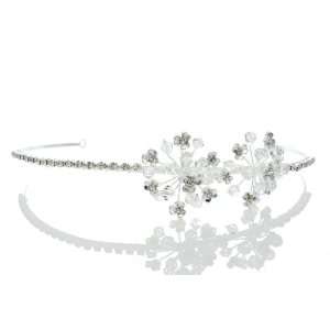  Bridal Wedding Flower Cluster Rhinestone Crystal Headband Tiara