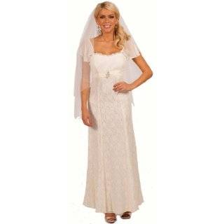   Sleeve Empire Waist Lace Overlay Full Length Wedding Gown Bridal Dress