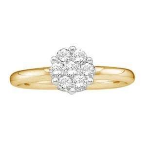   Gold, Round Diamond Flower Cluster Solitaire Ring (0.25 ctw) Jewelry