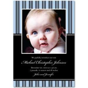 Boy Birth Announcements   Classic Stripes Light Blue By Fine Moments