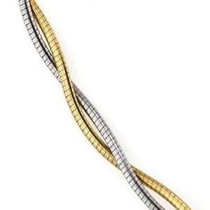  14k Two Tone White and Yellow Gold 5mm Twisted Omega Chain 