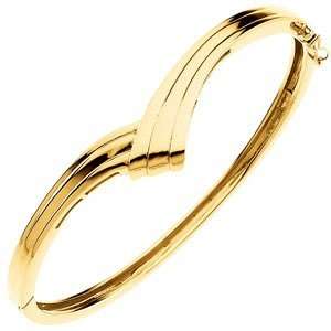  14K Yellow Gold Hinged Bangle Bracelet Jewelry