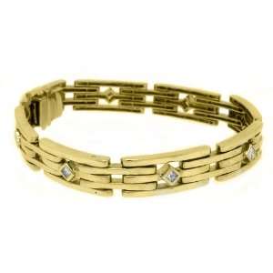   Gold Mens Square Cut Diamond Bezel Bracelet 1.12 Carats Jewelry