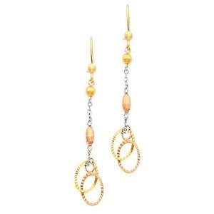  14K 3 Tri color Gold Fancy Dangle Hanging Earrings for 