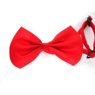 White Red Bow Tie Necktie w Adjustable Strap for Dog Pet 