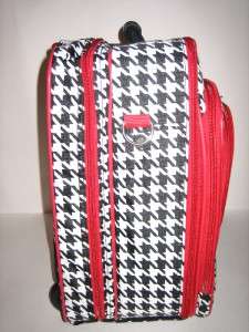 RED HOUNDS TOOTH 17 INCH LAPTOP ROLLING BAG W/ STRAP  