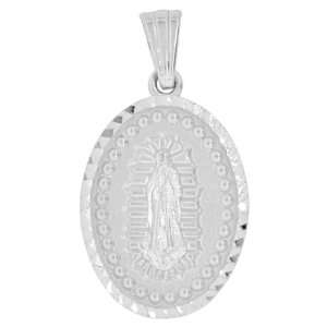  14k White Gold, Virgin Mother Mary Guadalupe Pendant Charm 