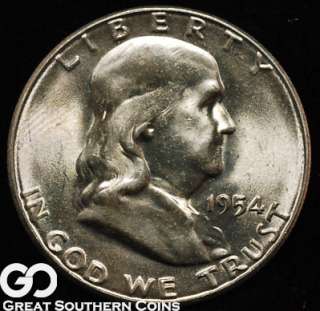 1954 S Franklin Half Dollar SOLID GEM BU+++ ** BEAUTIFUL COIN  