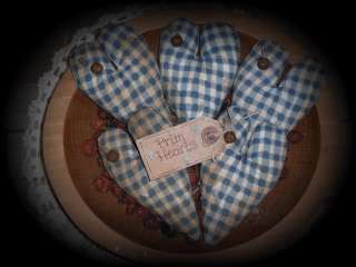 PriMiTivE Country Blue Plaid HeArT OrNiEs BoWL FiLLeRs  