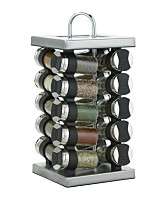   Stewart Collection Square Stainless Steel Spice Rack, 20 Piece Set