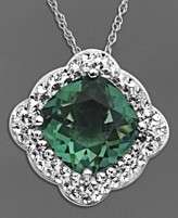 Kaleidoscope Sterling Silver Necklace, Green Crystal Pendant with 