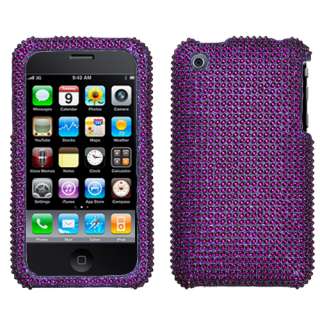 New For Apple iPhone 3G 3GS Cell Phone Purple Full Bling Stone Hard 