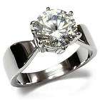 Stainless Steel Solitaire Round CZ Engagement Wedding Ring Size 5 10 