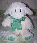 Animal Adventure White Fluffy Stuffed Floppy Lamb w/Green Gingham 11 