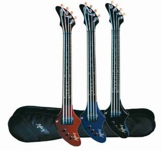 Ashbory Fretless Blue Travel Bass Guitar w/Gig Bag 717669519926  