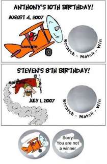 10 AIR PLANES Birthday Party Scratch Off Tickets favors  