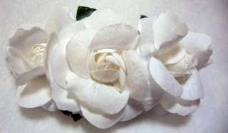 White Rose Triple Flower Hair Clip  