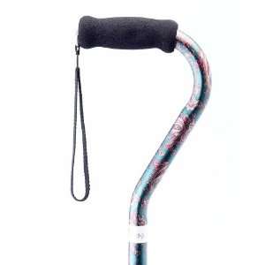 Aluminum Cane With Green Paisley Design with Offset Handle and Foam 