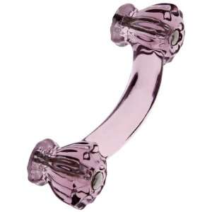  Fluted Depression Pink Glass Bridge Drawer Pull With 