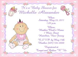   Diaper and Bib Personalized Baby Shower Invitations w/Envelope  