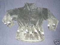 ladies sheep print fleece anorak jacket longer fitted  