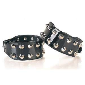  Black Gloss Ankle Cuff with Spike Studs   