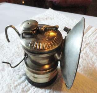 Antique Brass Carbide Mining Lamp Light Good Working Condition Rubber 